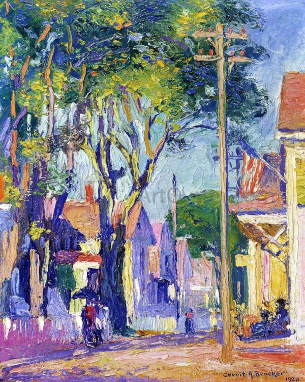 A Commercial Street, Provincetown, Massachusetts by Gerrit A Beneker - Hand-Painted Oil Painting on Canvas Fashion