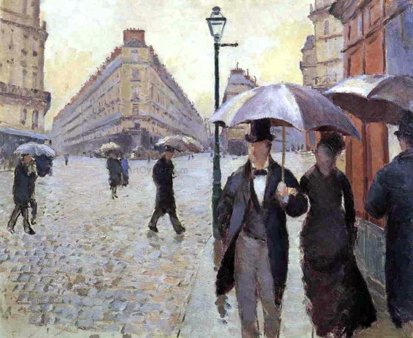 A Paris Street: A Rainy Day (study) by Gustave Caillebotte - Hand-Painted Oil Painting on Canvas For Sale