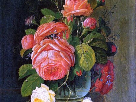 Roses on a Tabletop by Severin Roesen - Hand-Painted Oil Painting on Canvas Sale