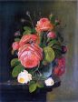 Roses on a Tabletop by Severin Roesen - Hand-Painted Oil Painting on Canvas Sale