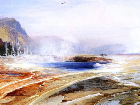 Big Springs in Yellowstone Park by Thomas Moran - Hand-Painted Oil Painting on Canvas Online now