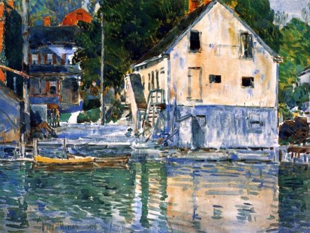 A Casa Eby Scene, Cos Cob by Frederick Childe Hassam - Hand-Painted Oil Painting on Canvas Online