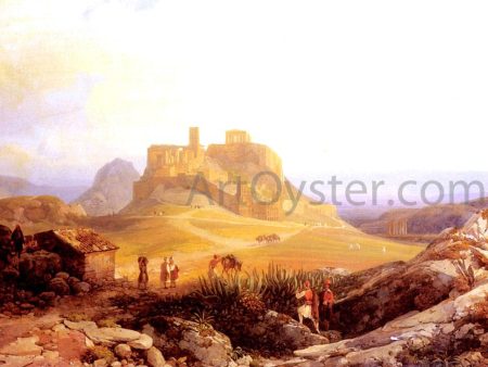 The Acropolis, Athens by Thomas Ender - Hand-Painted Oil Painting on Canvas For Sale