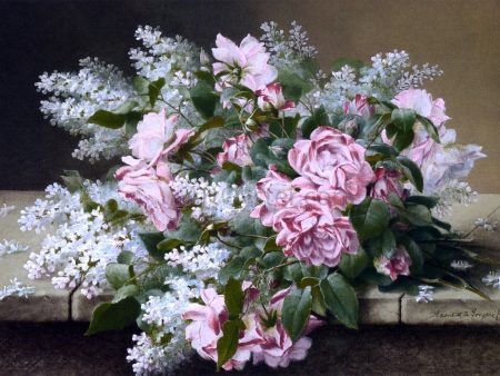 Roses on a Marble Tabletop by Raoul Paul Maucherat De Longpre - Hand-Painted Oil Painting on Canvas Online