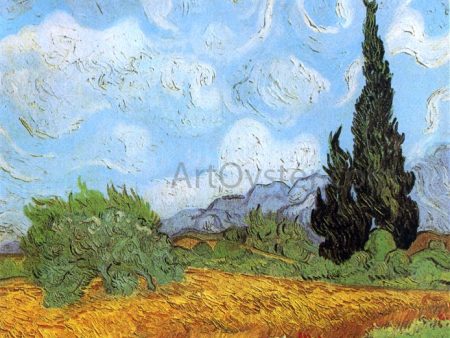 Wheat Field with Cypresses at the Haude Galline near Eygalieres by Vincent Van Gogh - Hand-Painted Oil Painting on Canvas Online now