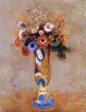 Wildflowers in a Long Necked Vase by Odilon Redon - Hand-Painted Oil Painting on Canvas Hot on Sale