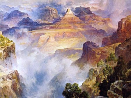 Canyon Mists: Zoroaster Peak [Grand Canyon, Arizona] by Thomas Moran - Hand-Painted Oil Painting on Canvas Hot on Sale