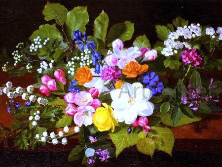 A Bouquet Of Spring Flowers On A Ledge by Otto Didrik Ottesen - Hand-Painted Oil Painting on Canvas Fashion