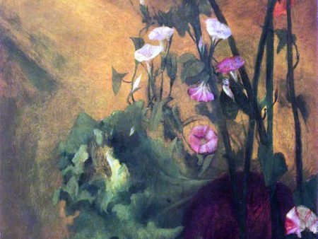 Morning Glories and Eggplant by John La Farge - Hand-Painted Oil Painting on Canvas Online Sale