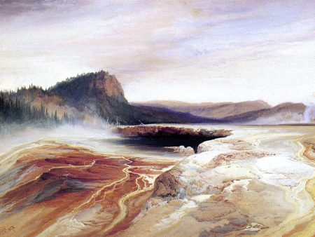 Giant Blue Spring, Yellowstone by Thomas Moran - Hand-Painted Oil Painting on Canvas Fashion