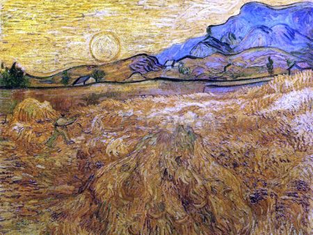 Wheat Field with Reaper and Sun by Vincent Van Gogh - Hand-Painted Oil Painting on Canvas Sale