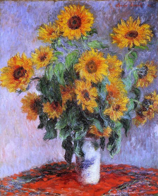 A Bouquet of Sunflowers by Claude Oscar Monet - Hand-Painted Oil Painting on Canvas For Sale