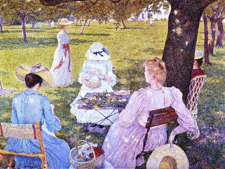 A Family in an Orchard by Theo Van Rysselberghe - Hand-Painted Oil Painting on Canvas Online Sale