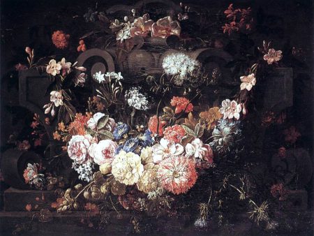 Cartouche with Flowers by The Younger Gaspar Pieter Verbruggen - Hand-Painted Oil Painting on Canvas Fashion