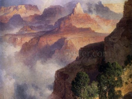 A Bit of the Grand Canyon - Grand Canyon of the Colorado River by Thomas Moran - Hand-Painted Oil Painting on Canvas For Sale