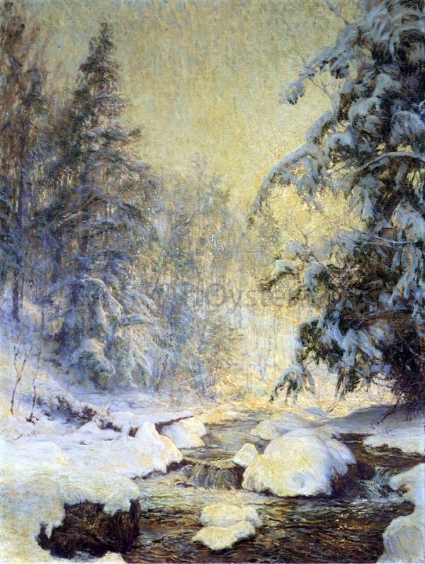 A Brook in Winter (also known as Kinderbrook Creek) by Walter Launt Palmer - Hand-Painted Oil Painting on Canvas For Cheap