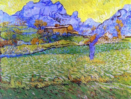 A Meadow in the Mountains: Le Mas de Saint-Paul by Vincent Van Gogh - Hand-Painted Oil Painting on Canvas on Sale