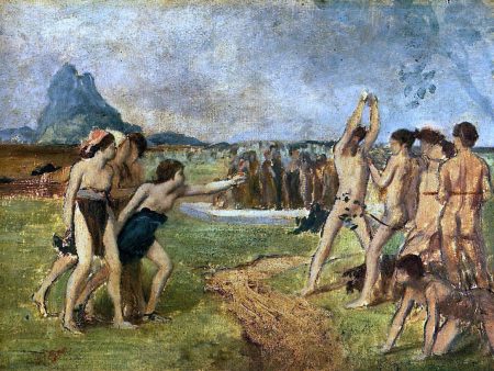 Young Spartans Exercising by Edgar Degas - Hand-Painted Oil Painting on Canvas For Discount