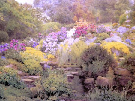 A Watergarden by George Marks - Hand-Painted Oil Painting on Canvas Online now