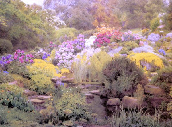 A Watergarden by George Marks - Hand-Painted Oil Painting on Canvas Online now