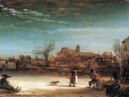 Winter-Landscape by Rembrandt Van Rijn - Hand-Painted Oil Painting on Canvas Online Sale