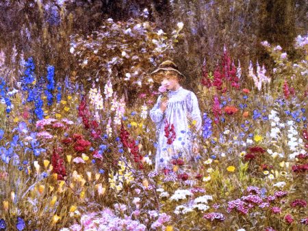 A Cottage Garden by Helen Allingham - Hand-Painted Oil Painting on Canvas Supply