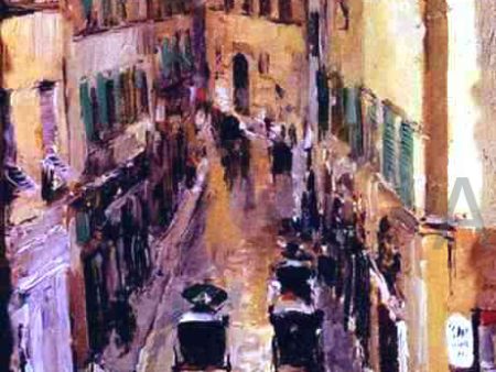 A Florence Street in the Rain by Constantin Alexeevich Korovin - Hand-Painted Oil Painting on Canvas on Sale