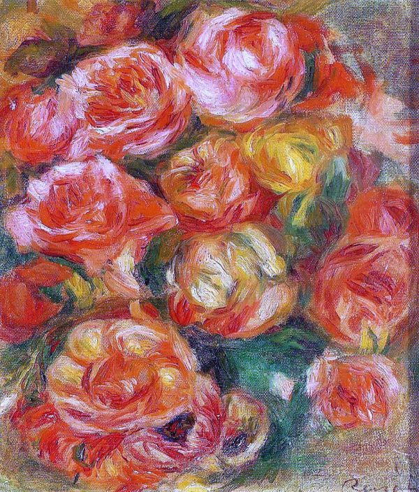 A Bowlful of Roses by Pierre Auguste Renoir - Hand-Painted Oil Painting on Canvas Online