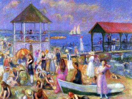 A Beach Scene, New London by William James Glackens - Hand-Painted Oil Painting on Canvas Online Sale