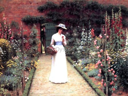 A Lady in a Garden by Edmund Blair Leighton - Hand-Painted Oil Painting on Canvas Online