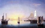 A Gloucester Harbor at Sunset Scene by Fitz Hugh Lane - Hand-Painted Oil Painting on Canvas Sale