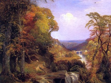 On the Wissahickon near Chestnut Hill by Thomas Moran - Hand-Painted Oil Painting on Canvas Hot on Sale