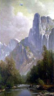 Yosemite Valley with Half Dome by Thomas Hill - Hand-Painted Oil Painting on Canvas on Sale