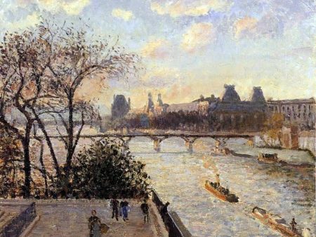 The Louvre and the Seine from the Pont-Neuf by Camille Pissarro - Hand-Painted Oil Painting on Canvas Cheap