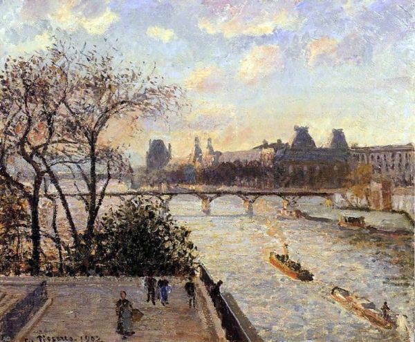 The Louvre and the Seine from the Pont-Neuf by Camille Pissarro - Hand-Painted Oil Painting on Canvas Cheap