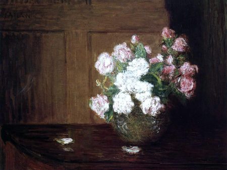 Roses in a Silver Bowl on a Mahogany Table by Julian Alden Weir - Hand-Painted Oil Painting on Canvas Cheap