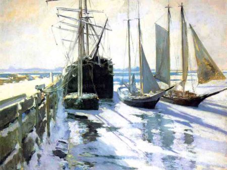 Winter, Gloucester Harbor by John Twachtman - Hand-Painted Oil Painting on Canvas Sale