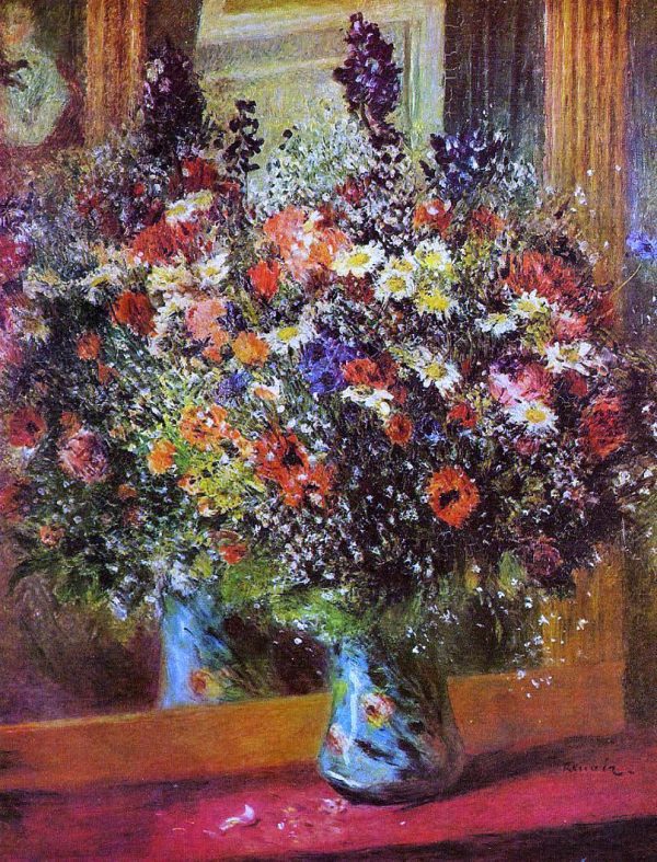 A Bouquet in Front of a Mirror by Pierre Auguste Renoir - Hand-Painted Oil Painting on Canvas Fashion