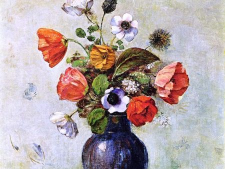 Anemones and Poppies in a Vase by Odilon Redon - Hand-Painted Oil Painting on Canvas Online Hot Sale