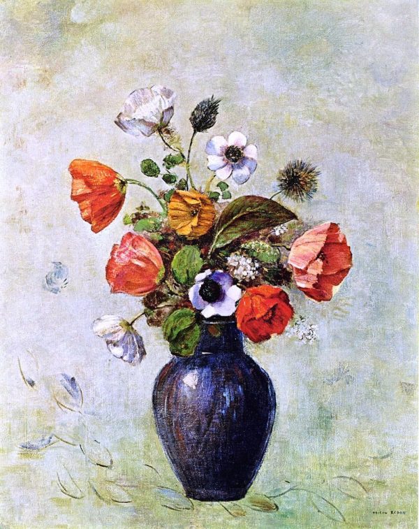 Anemones and Poppies in a Vase by Odilon Redon - Hand-Painted Oil Painting on Canvas Online Hot Sale