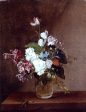 Still Life With Garden Flowers In A Glass Vase And A Dragonfly by Louis-Leopold Boilly - Hand-Painted Oil Painting on Canvas Sale