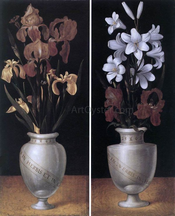 Vases of Flowers by The Younger Ludger Tom  Ring - Hand-Painted Oil Painting on Canvas Sale