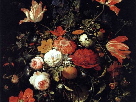 A Glass of Flowers and an Orange Twig by Abraham Mignon - Hand-Painted Oil Painting on Canvas Cheap