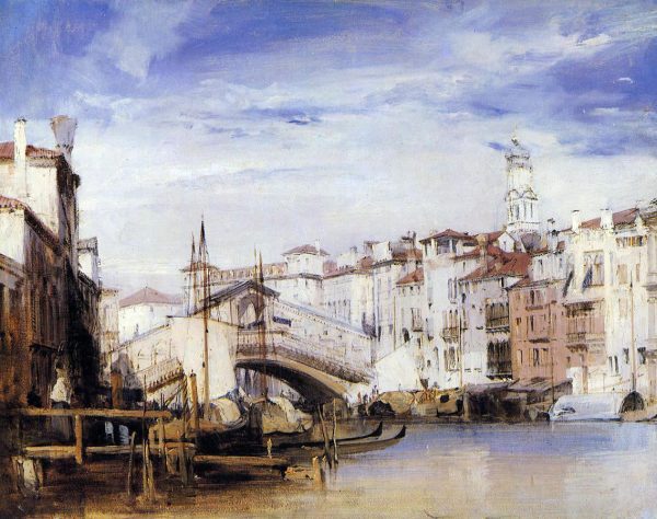 The Rialto, Venice by Richard Parkes Bonington - Hand-Painted Oil Painting on Canvas For Sale