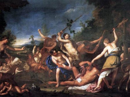 Orpheus and the Bacchantes by Gregorio Lazzarini - Hand-Painted Oil Painting on Canvas Hot on Sale