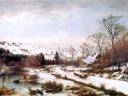 Winter Scene near Medford, Massachusetts by Joseph Morviller - Hand-Painted Oil Painting on Canvas Online Sale