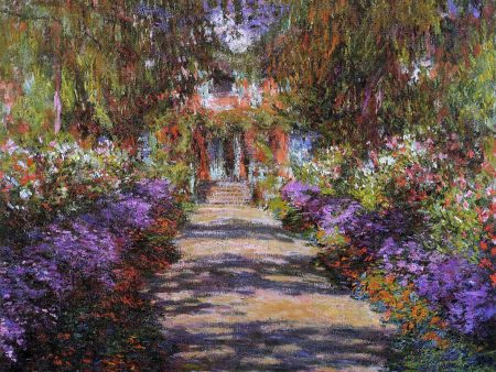 A Pathway in Monet s Garden at Giverny by Claude Oscar Monet - Hand-Painted Oil Painting on Canvas For Cheap