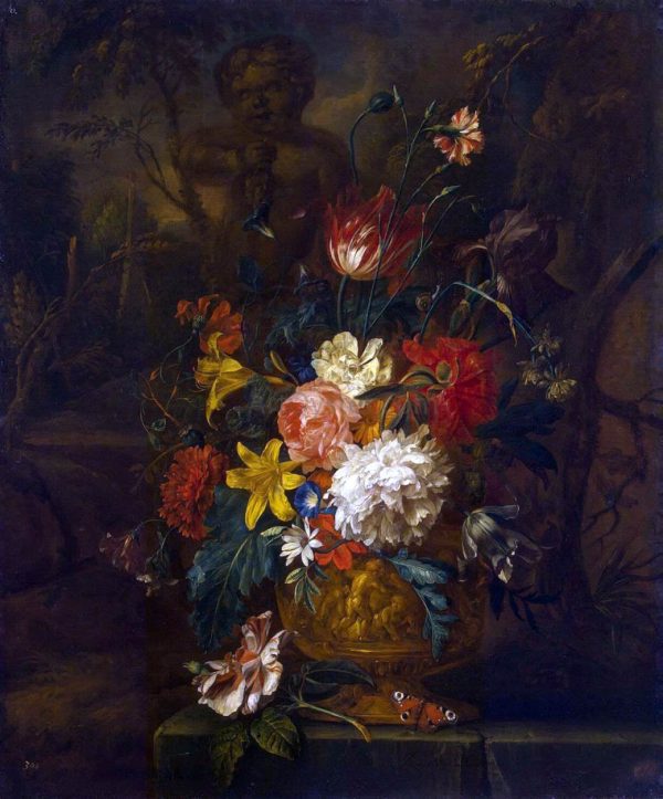 Flowers by Justus Van I Huysum - Hand-Painted Oil Painting on Canvas Discount