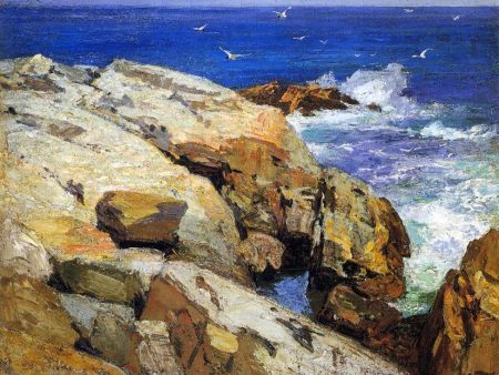 A Maine Coast by Edward Potthast - Hand-Painted Oil Painting on Canvas For Sale