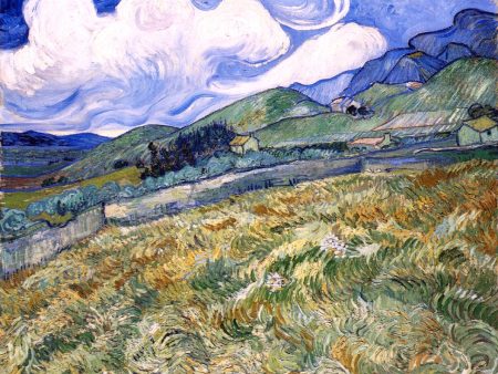 Wheatfield with Mountains in the Background (also known as Mountain Landscape Seen across the Walls) by Vincent Van Gogh - Hand-Painted Oil Painting on Canvas Fashion